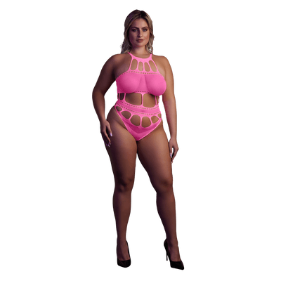 Body met Griekse Halslijn - Grote Maten - Neon Roze